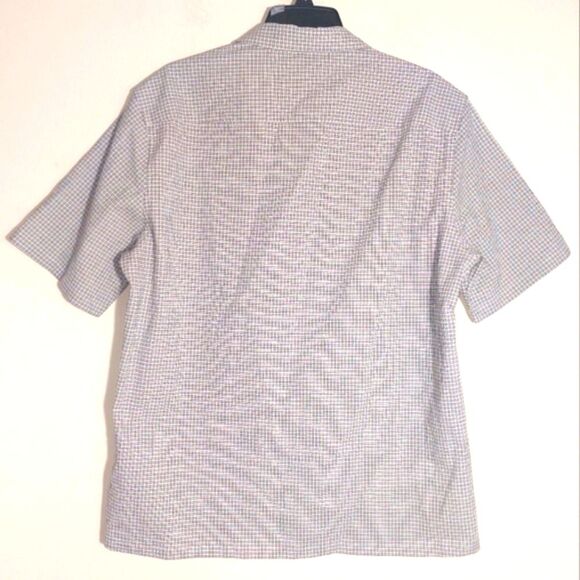 NWT Theory Men's Short Sleeve Button-Up Daze Camp Shirt Baltic/White Size L - Picture 11 of 16